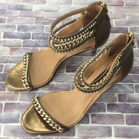 bronze kitten heel sandals